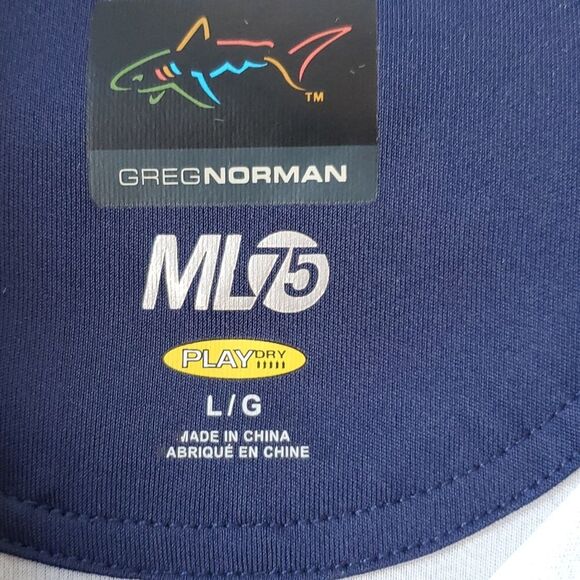 GREG NORMAN GOLF POLO SHIRT CONGRESSIONAL COUNTRY CLUB BLUE WHITE SIZE LARGE - Picture 2 of 8